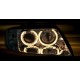 Φανάρια εμπρός angel eyes για Audi A6 (2001-2003) - για εργοστασιακά xenon - chrome , χωρίς λάμπες (D2S/Η7) - σετ 2τμχ.