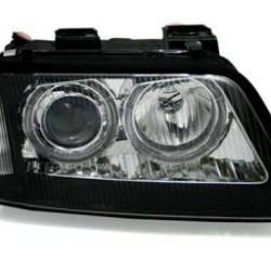 Φανάρια εμπρός angel eyes για Audi A6 (2001-2003) - για εργοστασιακά xenon -μαύρα , χωρίς λάμπες (Η7) - σετ 2τμχ.