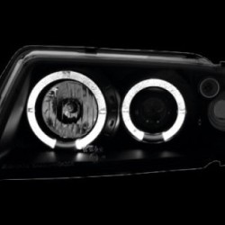 Φανάρια εμπρός angel eyes για Audi A3 (1996-2000) - μαύρα , με λάμπες (Η1) - σετ 2τμχ.