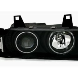 Φανάρια εμπρός angel eyes για Bmw E36 (1991-1999) 2d coupe - black , με λάμπες (Η1) - σετ 2τμχ.