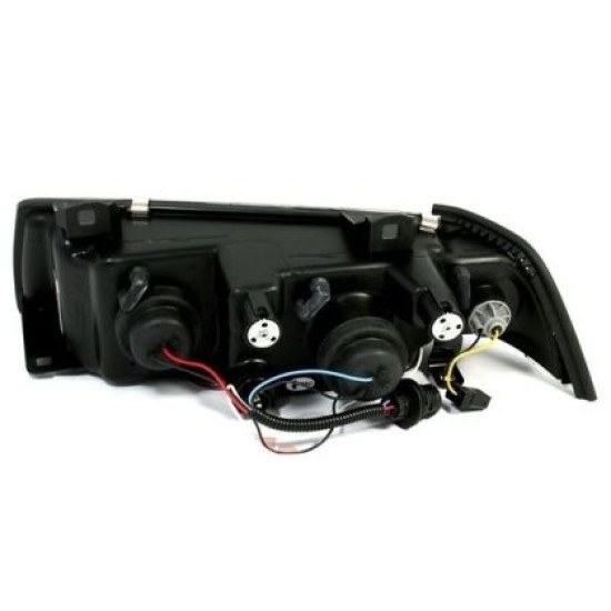 Φανάρια εμπρός angel eyes για BMW E36 (1991-1999) 2d coupe - μαύρα , με λάμπες (Η1) - σετ 2τμχ.