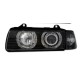 Φανάρια εμπρός angel eyes για Bmw E36 (1991-2000) 2d coupe - μαύρα , με λάμπες (Η7) - σετ 2τμχ.