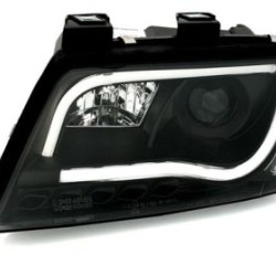 Φανάρια εμπρός led lightbar για Audi A6 C5 (2001-2004) - μαύρα , με λάμπες (Η1) - σετ 2τμχ.
