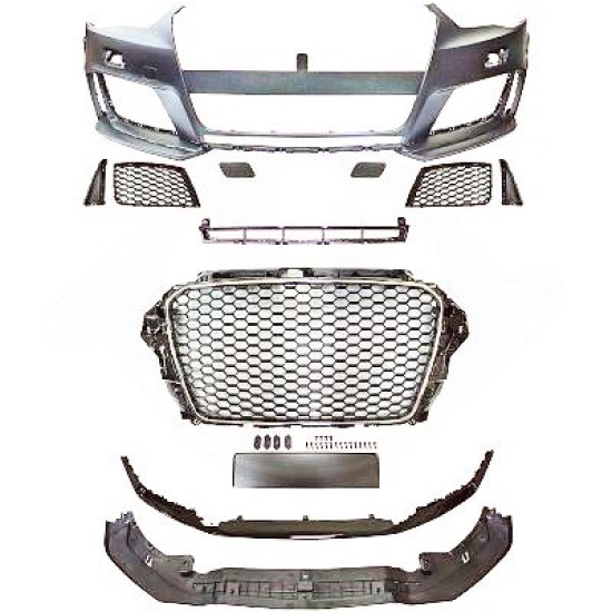Προφυλακτήρας εμπρός για Audi A3 (2012-2015) - RS3 design με ανοίγματα για parktronic