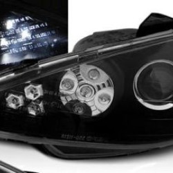 Φανάρια εμπρός angel eyes για Peugeot 206 - μαύρα με led , με λάμπες (Η1) - σετ 2τμχ.