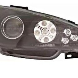 Φανάρια εμπρός angel eyes για Peugeot 206 - μαύρα με led , με λάμπες (Η1) - σετ 2τμχ.