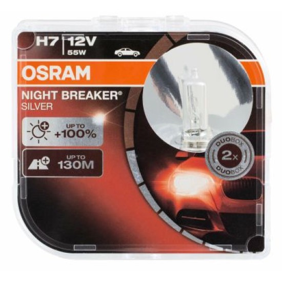 Λάμπα αλογόνου H7 Osram Night Braker Silver  - 2 τμχ. καρτέλα