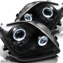 Φανάρια εμπρός angel eyes για Honda Prelude (1997-2001) - μαύρα , με λάμπες (Η1) - σετ 2τμχ.