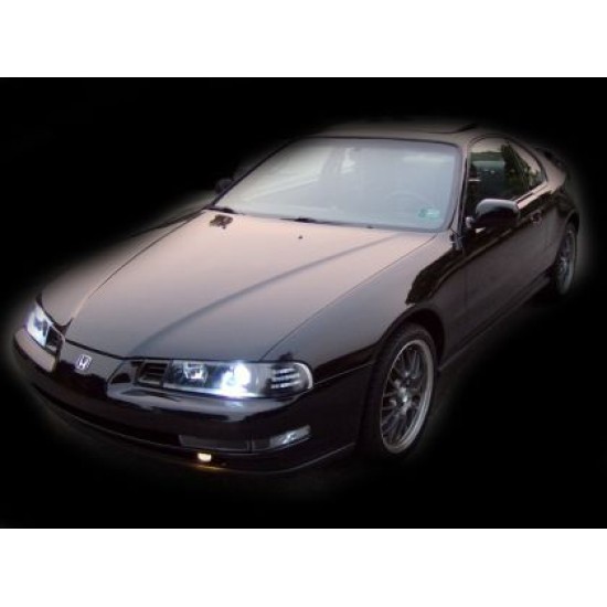 Φανάρια εμπρός angel eyes για Honda Prelude (1992-1995) - μαύρα , με λάμπες (Η7) - σετ 2τμχ.