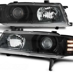 Φανάρια εμπρός angel eyes για Honda Prelude (1992-1995) - μαύρα , με λάμπες (Η7) - σετ 2τμχ.