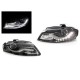Φανάρια εμπρός με DRL led για Audi A4 B8 (2007-2011) -μαύρα , χωρίς λάμπες (Η7) - σετ 2τμχ.