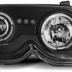 Φανάρια εμπρός angel eyes με led για Chrysler 300M (1999-2004) - μαύρα , με λάμπες (Η1) - σετ 2τμχ.