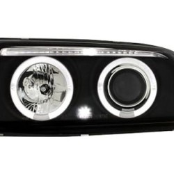 Φανάρια εμπρός angel eyes για Vw Vento (1991-1998) - μαύρα , με λάμπες (Η1) - σετ 2τμχ. Φανάρια εμπρός angel eyes για Vw Vento (1991-1998) - μαύρα , με λάμπες (Η1) - σετ 2τμχ.