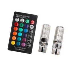 Led λάμπες τύπου Τ10 με 6 led RGB - με εναλλαγή χρώματος + τηλεχειριστήριο - 1τμχ.