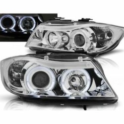 Φανάρια εμπρός angel eyes για BMW E90 (2005-2009) - chrome, χωρίς λάμπες (Η7) - σετ 2τμχ.