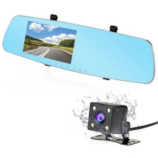Βίντεο καταγραφέας DVR 1080 FULL HD με 4,5" LCD οθόνη στον καθρέφτη με κάμερα οπισθοπορείας και καταγραφή