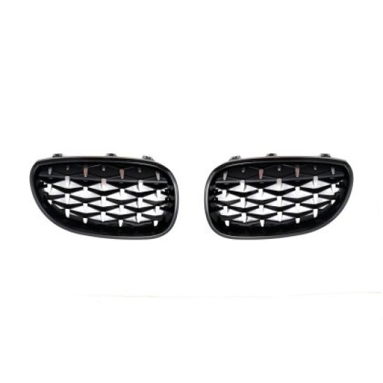 Μάσκα για BMW E60 (2003-2010) - μαύρη / χρωμιού Diamond design - 2τμχ.