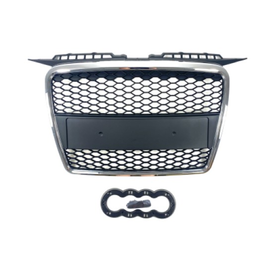 Μάσκα με βάση για σήμα για Audi A3 (2005-2008) - RS-Look ματ με πλαίσιο χρωμίου