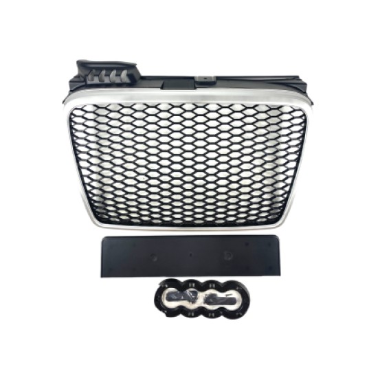 Μάσκα χωρίς σήμα για Audi A4 B7 (2004-2008) - RS LOOK ασημένιο - ματ