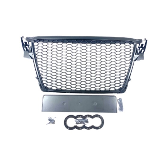 Μάσκα χωρίς σήμα για Audi A4 B8 (2008-2011) - RS LOOK - μαύρη  ματ