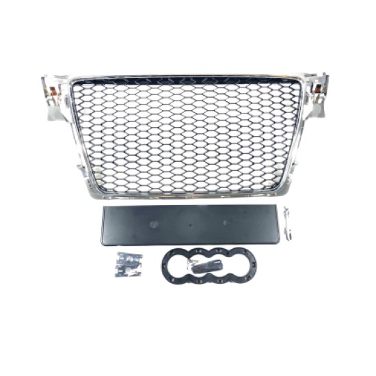 Μάσκα χωρίς σήμα για Audi A4  / S4  B8 (2008-2011) - RS LOOK με πλαίσιο χρωμίου