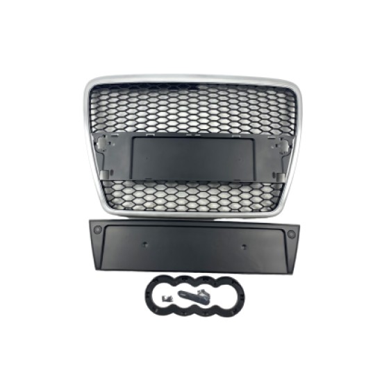 Μάσκα χωρίς σήμα για Audi A6 4F (2004-2008) - με πλαίσιο χρωμίου RS Look