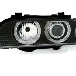Φανάρια εμπρός angel eyes για BMW E39 (1995-2000) - μαύρα , χωρίς λάμπες (Η7/D2S) - σετ 2τμχ.