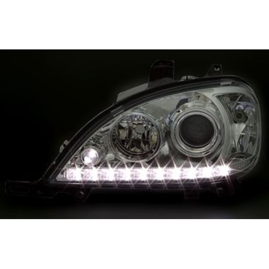 Φανάρια εμπρός led για Mercedes ML W163 (2002-2005) , με λάμπες (Η1) - σετ 2τμχ.