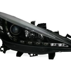 Φανάρια εμπρός led για Peugeot 207 (2006-20012) - μαύρα , με λάμπες (Η1) - σετ 2τμχ.