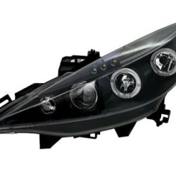 Φανάρια εμπρός led angel eyes για Peugeot 207 (2006-2009) , μαύρα , με λάμπες (Η1) - σετ 2τμχ.