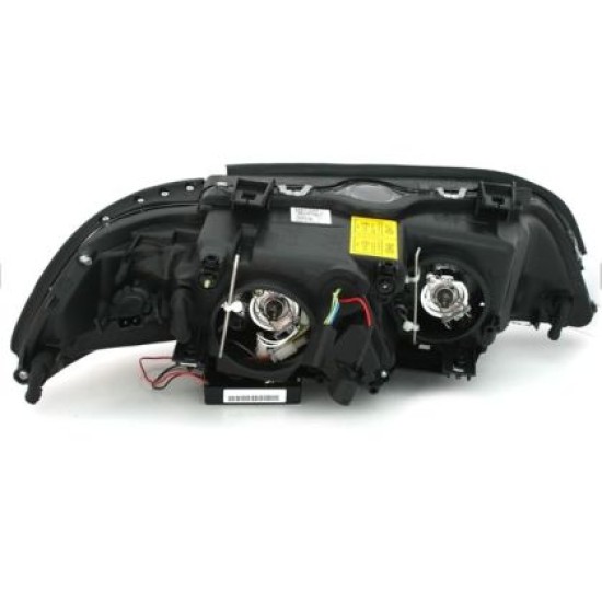 Φανάρια εμπρός angel eyes CCFL για BMW E39 (1995-2003) - μαύρα , με λάμπες (Η1) - σετ 2τμχ.