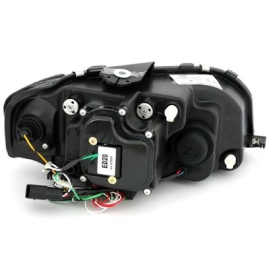Φανάρια εμπρός led Light Bar Design για Audi A3 (2003-2008) -μαύρα , με λάμπες (H7/Η1) - σετ 2τμχ.