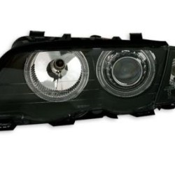 Φανάρια εμπρός angel eyes για BMW E46 sedan (1998-2001) - μαύρα , χωρίς λάμπες (Η7) - σετ 2τμχ.