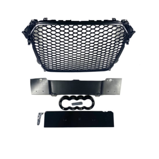 Μάσκα χωρίς σήμα για Audi A4 B8 (2011-2014) - RS LOOK - μαύρη  γυαλιστερή