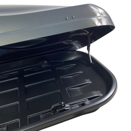Μπαγκαζιέρα οροφής Junior Altro 140x90x38cm με μονό άνοιγμα με κλειδί, 370 λίτρα - Γκρι γυαλιστερή
