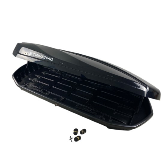 Μπαγκαζιέρα οροφής Junior Strike 199x84x35cm με διπλό άνοιγμα και κλειδί, 440 λίτρα - μαύρη γυαλιστερή