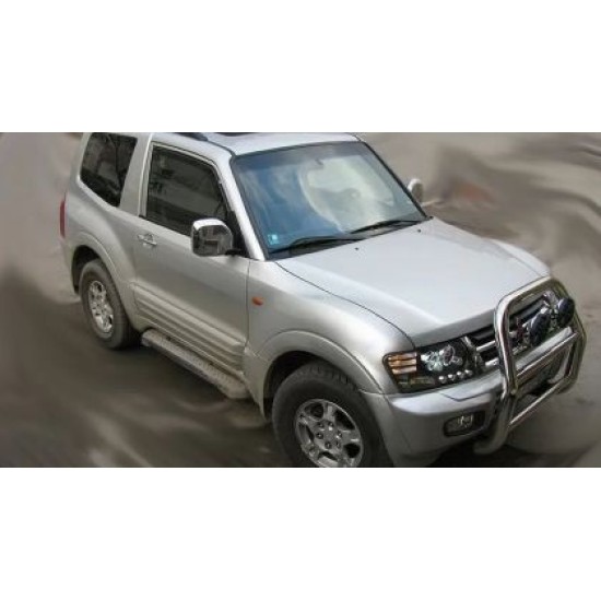 Φανάρια εμπρός για Mitsubishi Pajero (2001-2006) - μαύρα , με λάμπες (Η1) - σετ 2τμχ.