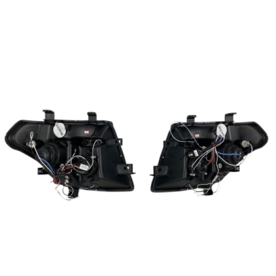 Φανάρια εμπρός led angel eyes για Nissan Navara / Pathfinder (2005-2009) - chrome , με λάμπες (Η1) - σετ 2τμχ.
