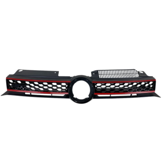 Μάσκα χωρίς σήμα για Vw Golf 6 - GTI design με κόκκινες γρίλιες