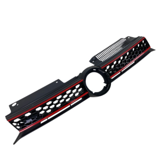 Μάσκα χωρίς σήμα για Vw Golf 6 - GTI design με κόκκινες γρίλιες