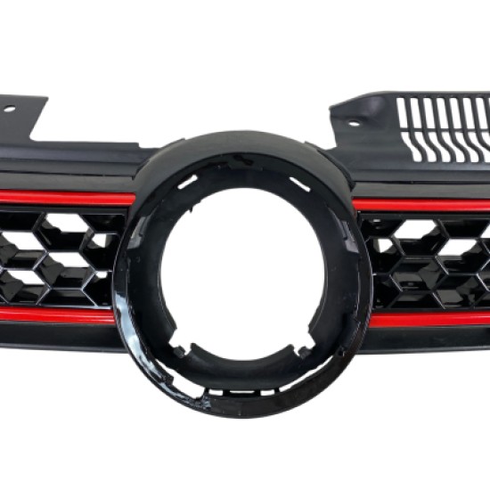 Μάσκα χωρίς σήμα για Vw Golf 6 - GTI design με κόκκινες γρίλιες