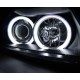 Φανάρια εμπρός angel eyes για BMW E90 (2005-2008) - CCFL μαύρα , με λάμπες (Η1) - σετ 2τμχ.