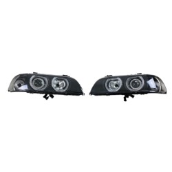 Φανάρια εμπρός angel eyes για BMW E39 (1995-2000) - μαύρα , χειρ.ρύθμιση , χωρίς λάμπες (Η7) - σετ 2τμχ.