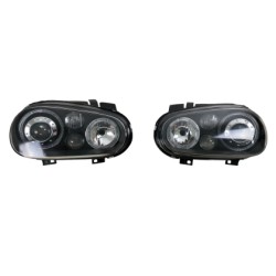 Φανάρια εμπρός angel eyes για Vw Golf IV R32 - μαύρα , χωρίς λάμπες (Η7) - σετ 2τμχ.
