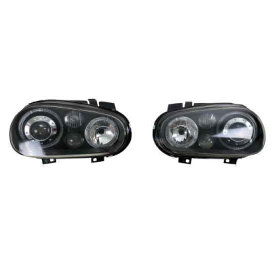 Φανάρια εμπρός angel eyes για Vw Golf IV R32 - μαύρα , χωρίς λάμπες (Η7) - σετ 2τμχ.