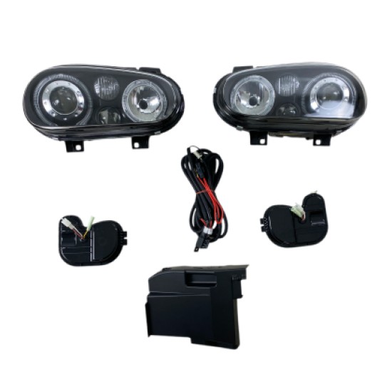 Φανάρια εμπρός angel eyes για Vw Golf IV R32 - μαύρα , χωρίς λάμπες (Η7) - σετ 2τμχ.
