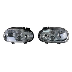 Φανάρια εμπρός angel eyes για Vw Golf IV R32 - chrome , χωρίς λάμπες (Η7) - σετ 2τμχ.
