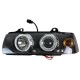 Φανάρια εμπρός angel eyes για BMW E36 (1991-1999) 4d sedan - black , με λάμπες (Η1) - σετ 2τμχ.
