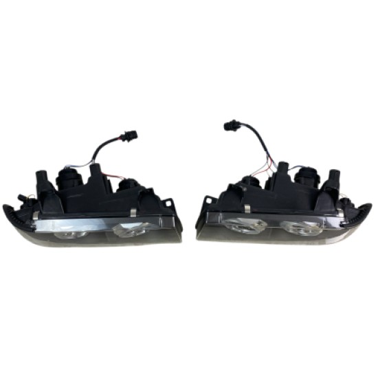 Φανάρια εμπρός angel eyes για BMW E36 (1991-1999) 4d sedan - black , με λάμπες (Η1) - σετ 2τμχ.