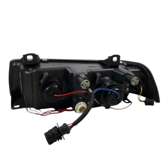Φανάρια εμπρός angel eyes για BMW E36 (1991-1999) 4d sedan - black , με λάμπες (Η1) - σετ 2τμχ.